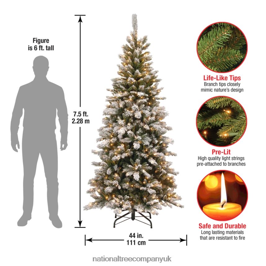 Trees | National Tree Company 75 ft Snowy Mountain Pine Slim Pine Tree with Clear Lights F2L4F42